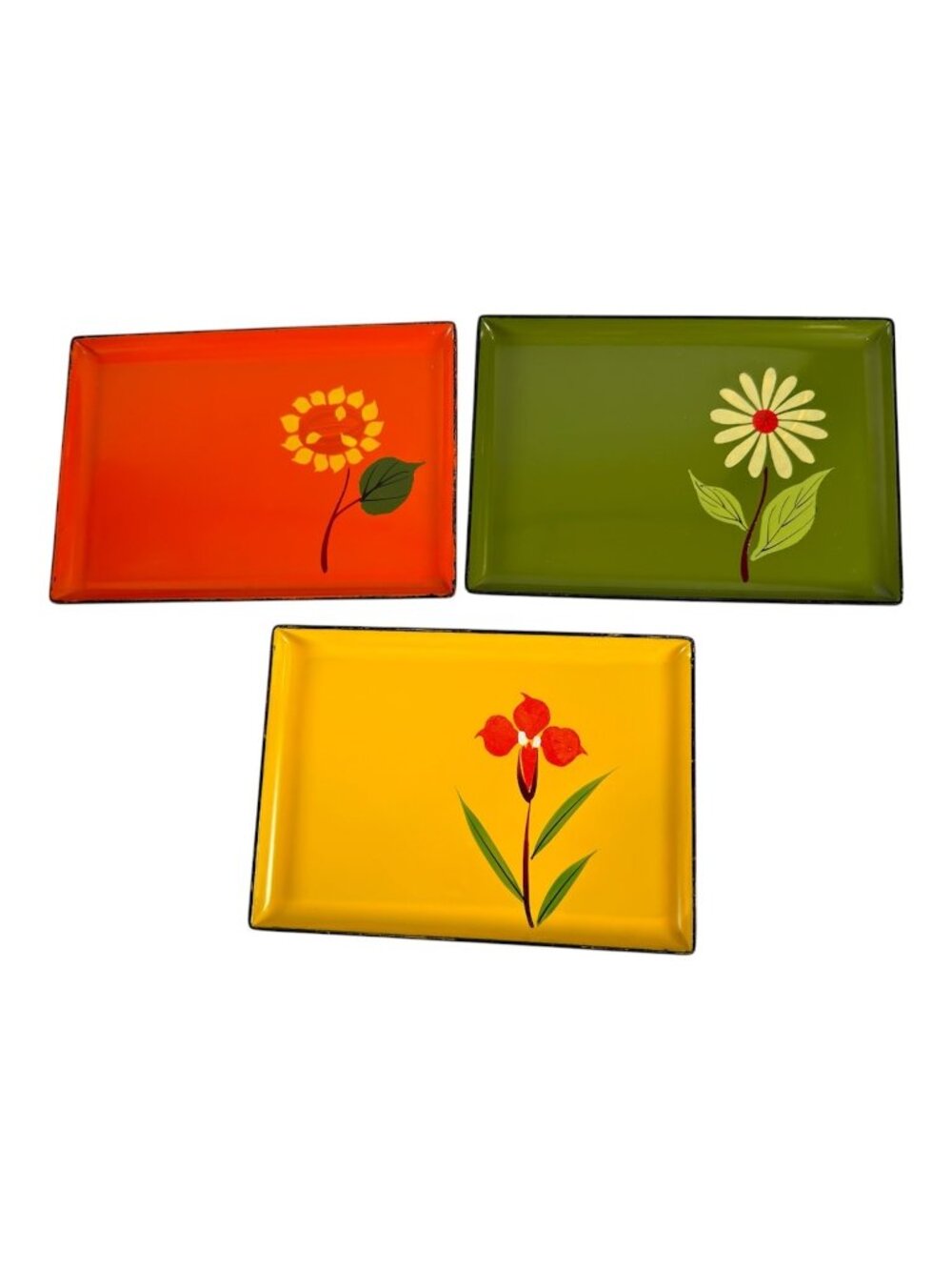 1965 SET OF 3 DAVAR LACQUER-WARE TRAYS STAIN PROOF JAPAN VINTAGE